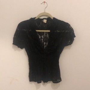 Wet Seal Sexy Black Lace Blouse